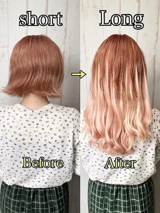 ロング カラー パーマ ヘアアレンジ 大阪レミーエクステ チビ編み込みのヘアスタイル