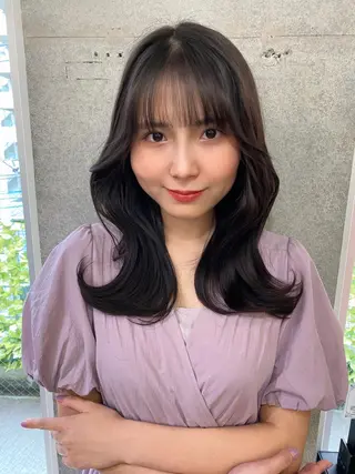 セミロング カラー 大人可愛いレイヤー 大田のヘアスタイル