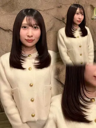 ミディアム レイヤーカット/ 艶カラー/YUKAのヘアスタイル