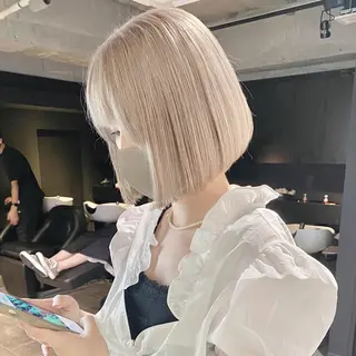 ミディアム カラー MiL所属・✨ハイトーン✨ 濱田知孝のヘアスタイル