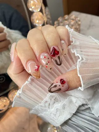 ネイル 23時まで❤︎韓国、 ワンホンネイルのネイルデザイン