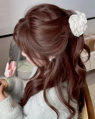 セミロング カラー 艶モテ韓流ヘア 🤍りんのヘアスタイル