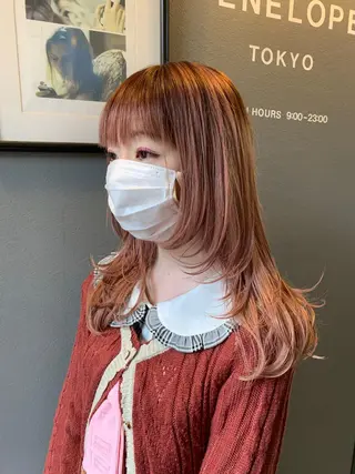 セミロング 髪質改善ストレート/ ブリーチ／渋谷　福田のヘアスタイル