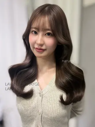 セミロング カラー 韓国サロン出身 narumi‎‎🤍のヘアスタイル