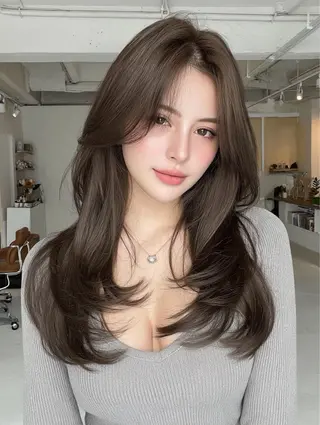 ロング ☃️顔周りレイヤー 韓国風SHUTOのヘアスタイル