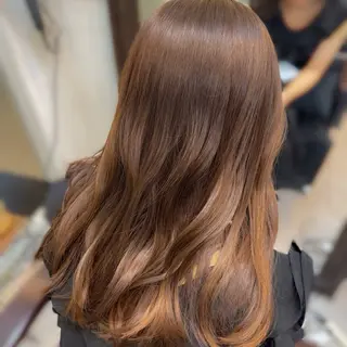 セミロング カラー たぴ。ぱつっとボブ /暖色艶カラー🍒のヘアスタイル