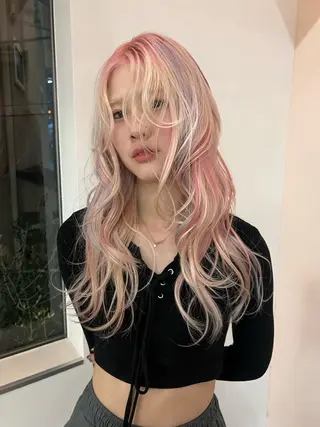 ロング ヘアアレンジ RAF(旧kotibybrooch)所属・水野谷遥/ハイトーン /カラーモデル🎀のヘアスタイル