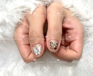 ネイル リボン、ガーリー パーツ放題専門店のネイルデザイン