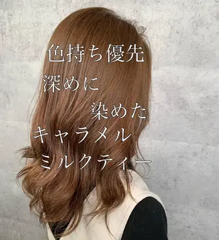 セミロング カラー mimiiy梅田 中崎町ハイトーンのヘアスタイル