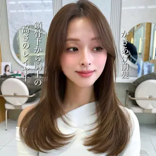 セミロング カラー 似合わせレイヤー/ 透明感カラーのヘアスタイル