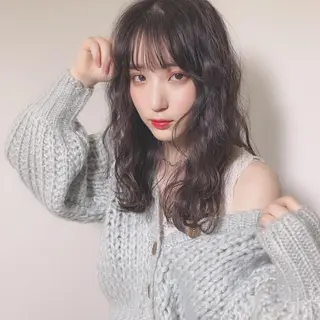 セミロング パーマ 店長/mao/ 前髪/顔周りカットのヘアスタイル