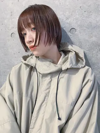 ショート カラー ボブパーマコテ巻き風 パーマNo1深江秀平のヘアスタイル