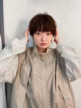 ショート カラー レイヤーパーマ＊ 顔まわり似合わせのヘアスタイル