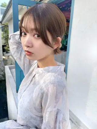 ショート カラー 結べるレイヤーボブ くびれLady表参道のヘアスタイル