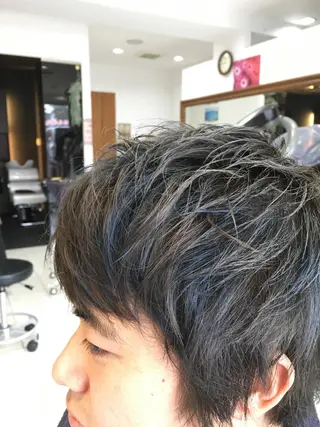 ショート カラー メンズ 白髪ぼかしハイライト 柳川拓哉のヘアスタイル