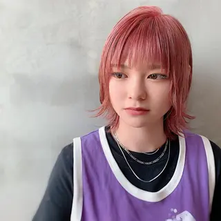 ミディアム カラー ヘアアレンジ fifth JINGUMAE所属・波巻きスパイラルパー マ/シャドウパーマ駿のヘアスタイル