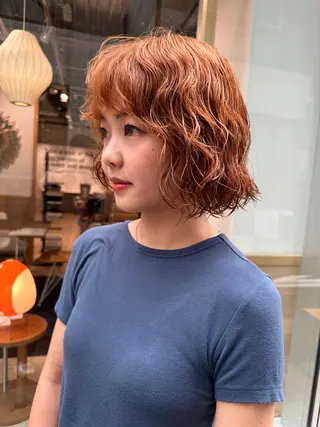 ショート カラー パーマ ボブ/レイヤー/ケア パーマ/リュウタのヘアスタイル