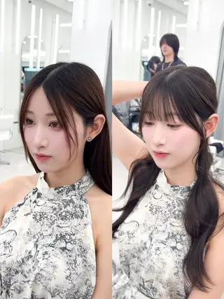 セミロング カラー ヘアアレンジ 顔周り&ミディアム 特化/池袋/kokiのヘアスタイル