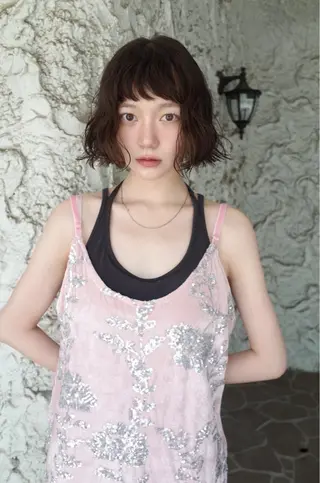 ショート パーマ ボブ/透明感カラー Fukaのヘアスタイル