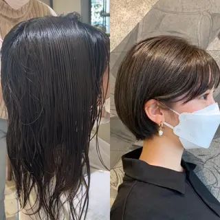 ショート ハイライトバレイヤー ジュ＆縮毛矯正✨櫻野のヘアスタイル
