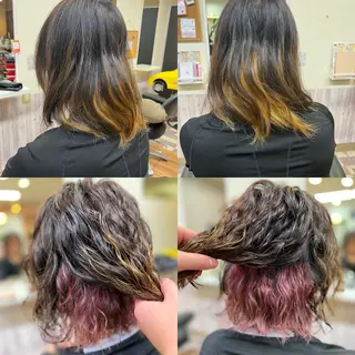 ミディアム カラー パーマ Aile所属・酸性ストレート/カラ ー/山下高明のヘアスタイル