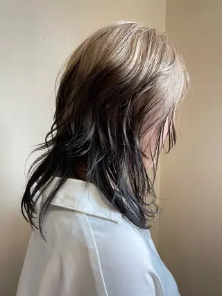 セミロング カラー 安部佑哉/ハイトーン /レイヤー/グランジのヘアスタイル