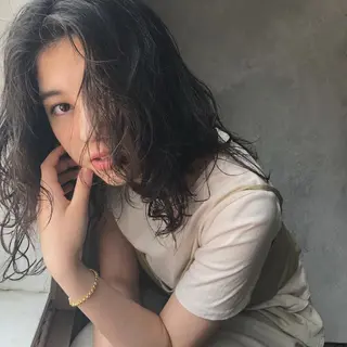 ミディアム パーマ/透明感カラー /ボブ/吉田一生のヘアスタイル