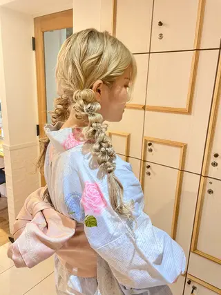 セミロング カラー ヘアアレンジ ハイトーンピンク🍑 ブリーチ🍑RINAのヘアスタイル