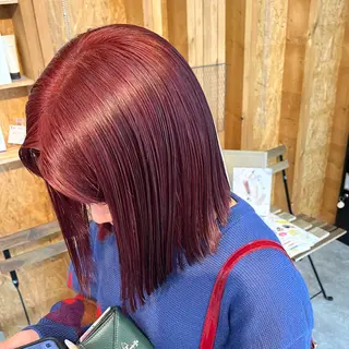 カラー まろみ暖色×ボブ ×chia🕯のヘアスタイル