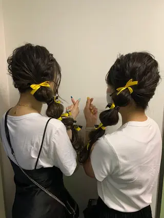 ロング ヘアアレンジ きむえり/髪質改善 /セット/カラーのヘアスタイル