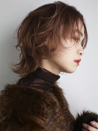 ショート カラー パーマ ヘアアレンジ メンズ キッズ マツエク・マツパ SALOWIN梅田茶屋町店所属・ウルフレイヤーカット /チヒロのヘアスタイル