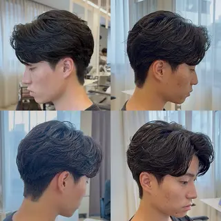 ミディアム CYAN by acoron池袋所属・【池袋/メンズ専門】 センターパート 殿岡のヘアスタイル