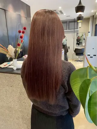 ロング 紅/艶カラー/ 透明感カラーのヘアスタイル