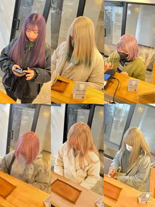 セミロング カラー ハイトーンカラ ー/小川のヘアスタイル