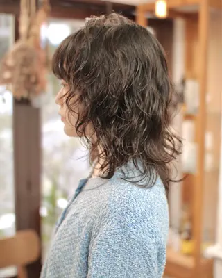 セミロング カラー パーマ 木村陸弥 似合わせ 透明感カラー🌿のヘアスタイル