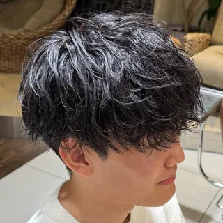 ショート カラー パーマ ヘアアレンジ メンズ シャドウパーマ特化/ メンズパーマ/石見のヘアスタイル
