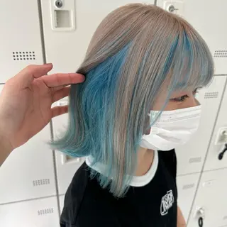 セミロング カラー ダブルカラー 韓国ヘアKYONのヘアスタイル