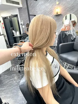 ロング カラー エクステ🩵ブリーチ 韓国ヘア🩵KAEのヘアスタイル