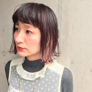 ミディアム カラー パーマ tatsumi/ボブ ウルフ/レイヤーのヘアスタイル