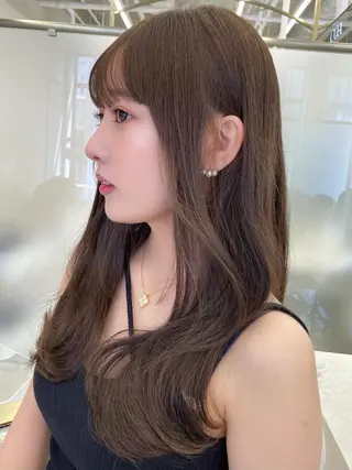 セミロング COA所属・小顔カット前髪 顔周りカット林亮佑のヘアスタイル