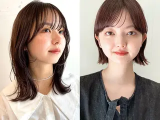 ミディアム カラー OAK 学芸大学所属・秋葉萌　透明感カラー /レイヤー/ボブ♡のヘアスタイル