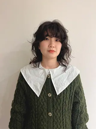 ミディアム パーマ メンズハイトーン/栄 /イトウタケルのヘアスタイル