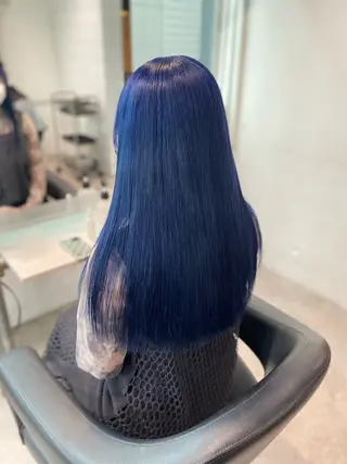 ロング カラー 暗髪🩶ラベンダー/ ブルー/ユウナ🤍のヘアスタイル