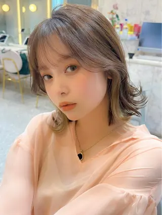 ミディアム カラー 新宿/韓国風レイヤー 髪質改善/渋谷直樹のヘアスタイル