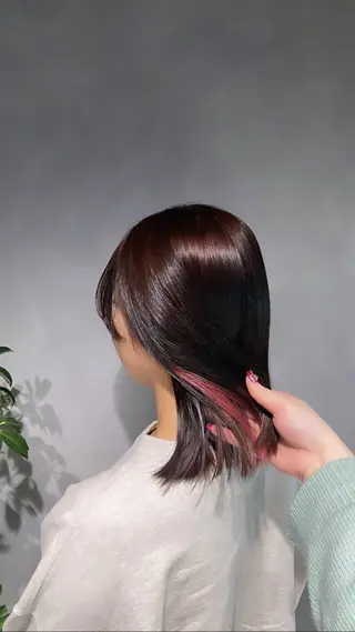 セミロング カラー 暖色/ハイトーン/ カラー/HBLのヘアスタイル