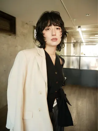 ミディアム パーマ 森田遥奈/透明感カラ ー/似合わせカットのヘアスタイル