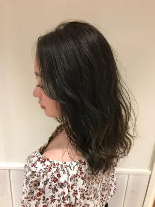 セミロング カラー パーマ 清水　ちひろ ✄トップスタイリストのヘアスタイル