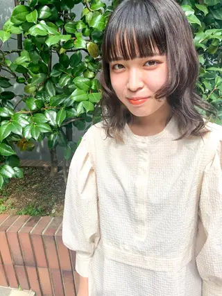 ミディアム カラー パーマ 長井 美佳のヘアスタイル