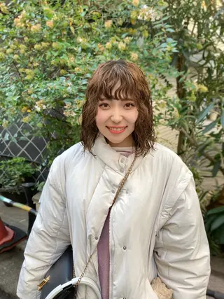 ミディアム パーマ ウルフレイヤー エクステ/kokiのヘアスタイル