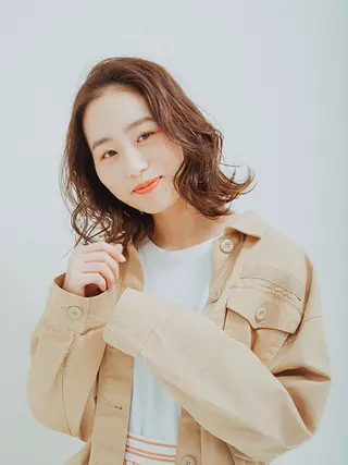 ミディアム 🌟髪質改善ケアカラ ー美髪縮毛矯正y🌟のヘアスタイル